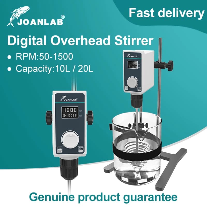 JOANLAB Liquid Mixer Lab agitatore elettrico Display digitale agitatore sopraelevato attrezzatura da laboratorio regolabile in altezza 20L 1500rpm 110V 220V