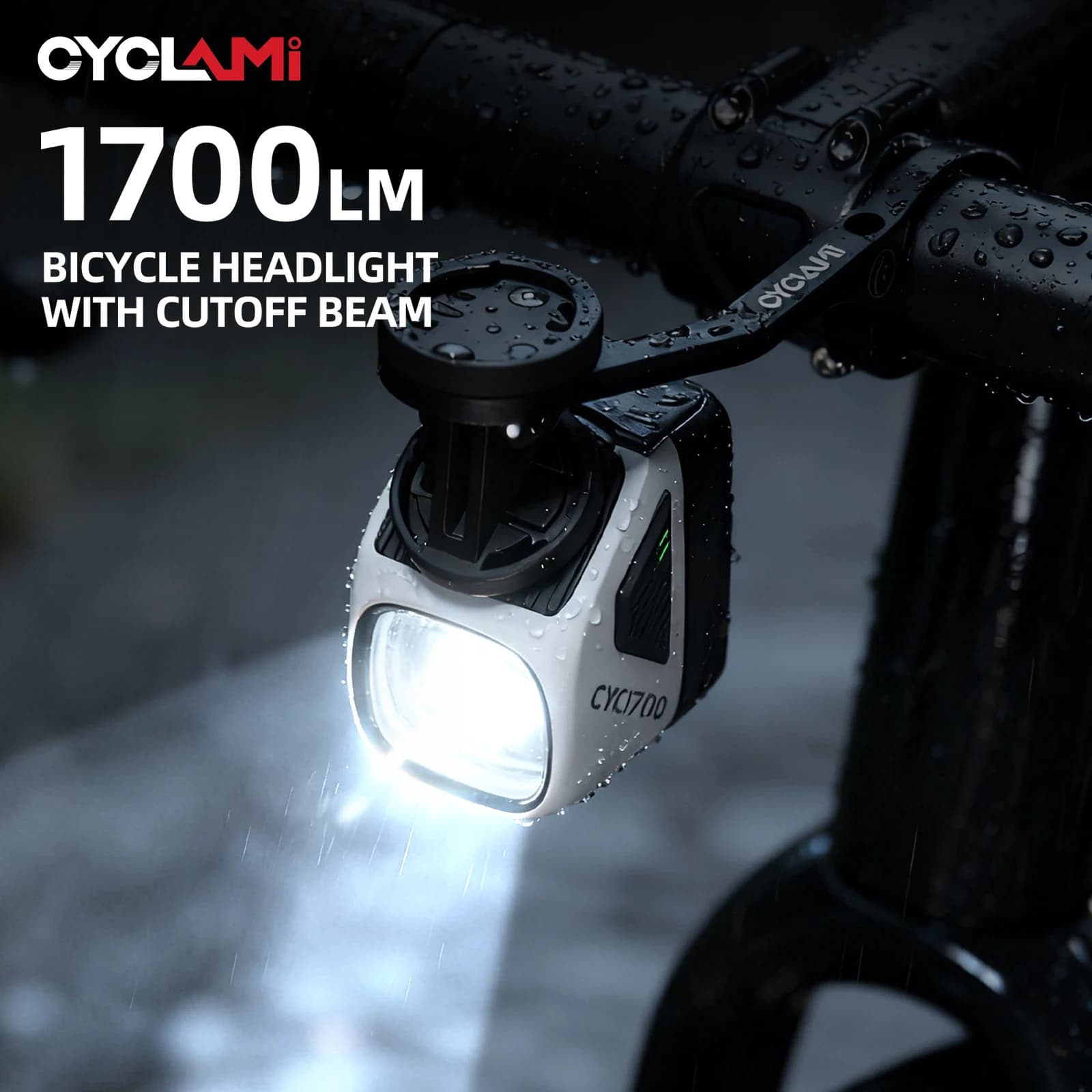CYCLAMI CYC1700 Wireless Remote Hanging Bike Headlight High Brightness Cutoff Line Front Light 4000mAh 1700 Lumen Aluminum Alloy