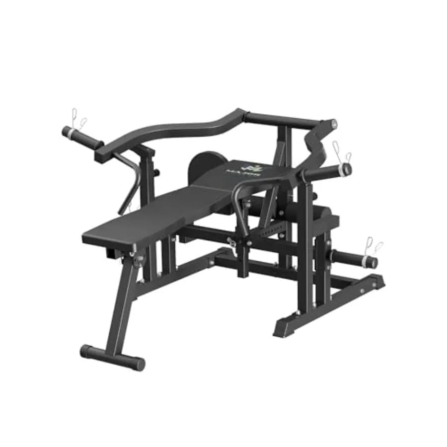 Rack per panca da palestra domestica con design Drone P1, telaio in acciaio, finitura nera, bracci regolabili indipendenti per panca piana/inclinata.