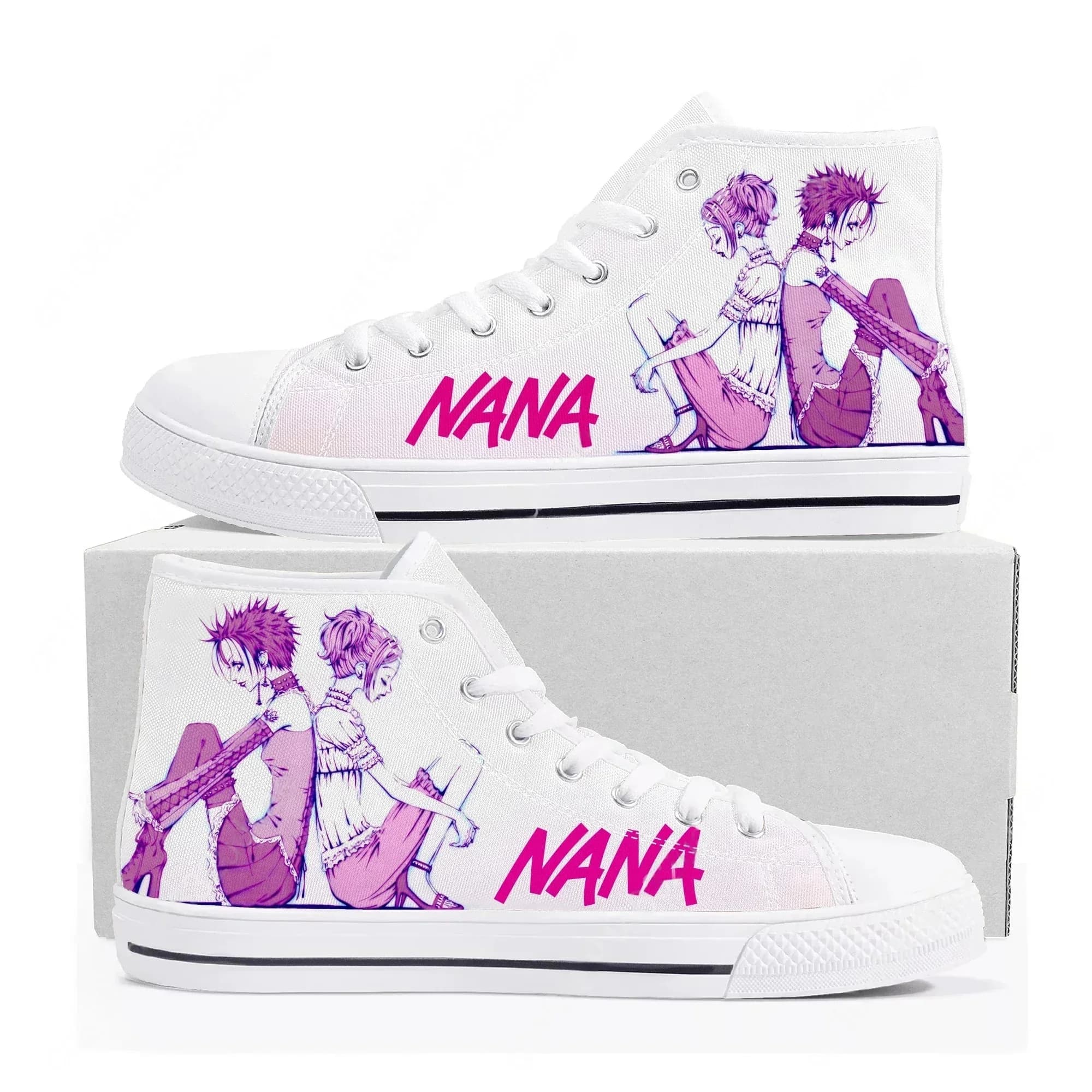 Sneakers Alte in Tela NANA Osaki Komatsu Manga Shoujo Comics per Uomo e Donna, Scarpe Casual da Coppia Personalizzabili