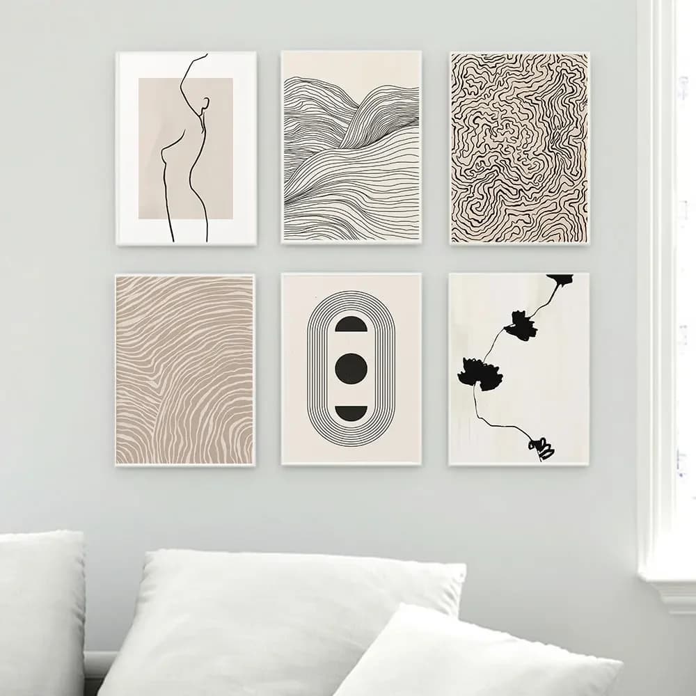 Scandinavian Minimalist Wall Art Abstract Lines HD Canvas Oil Painting Poster Print for Home Bedroom Living Room Decoration