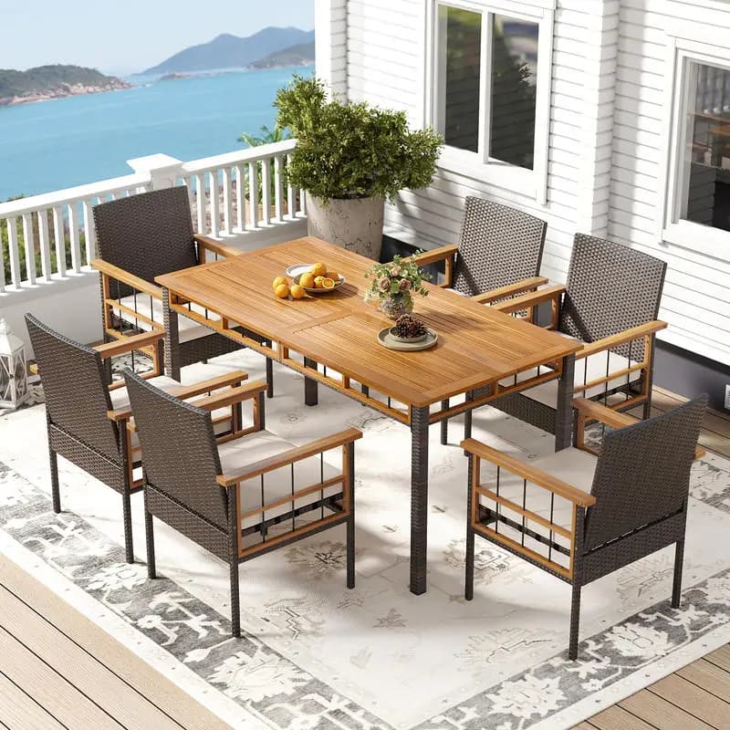 Set di 2 sedie da pranzo da patio con morbidi cuscini - Bianco