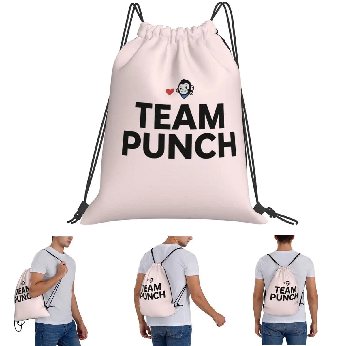 Team Punch Bold Support Design Backpacks Multi-function Drawstring Bundle Pocket Sports Bag Book Bags for Travel School