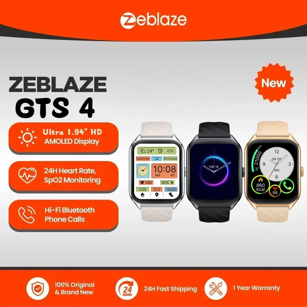 New Zeblaze GTS 4 Smartwatch with 1,94 Inch AMOLED Display, Bluetooth Calls, Health Monitoring and Fitness