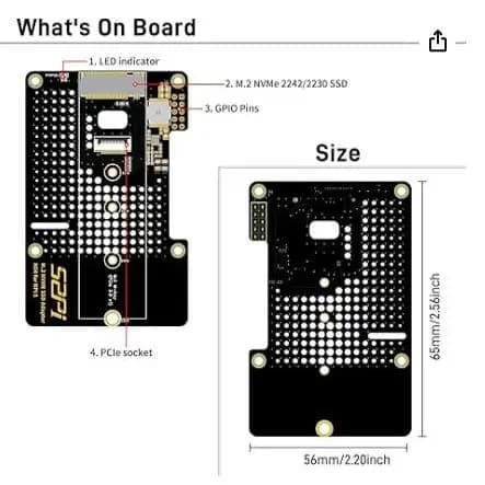 GeeekPi N04 M.2 adapter from NVMe to PCIe for Raspberry Pi 5, ESP32
