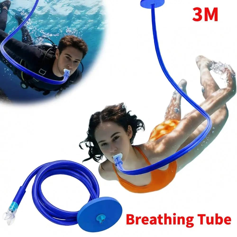 Tubo Respiratorio a Secco Completo da 3m per Adulti, Attrezzatura Subacquea per Nuoto, Snorkel per Uomo e Donna, per Allenamento e Immersioni
