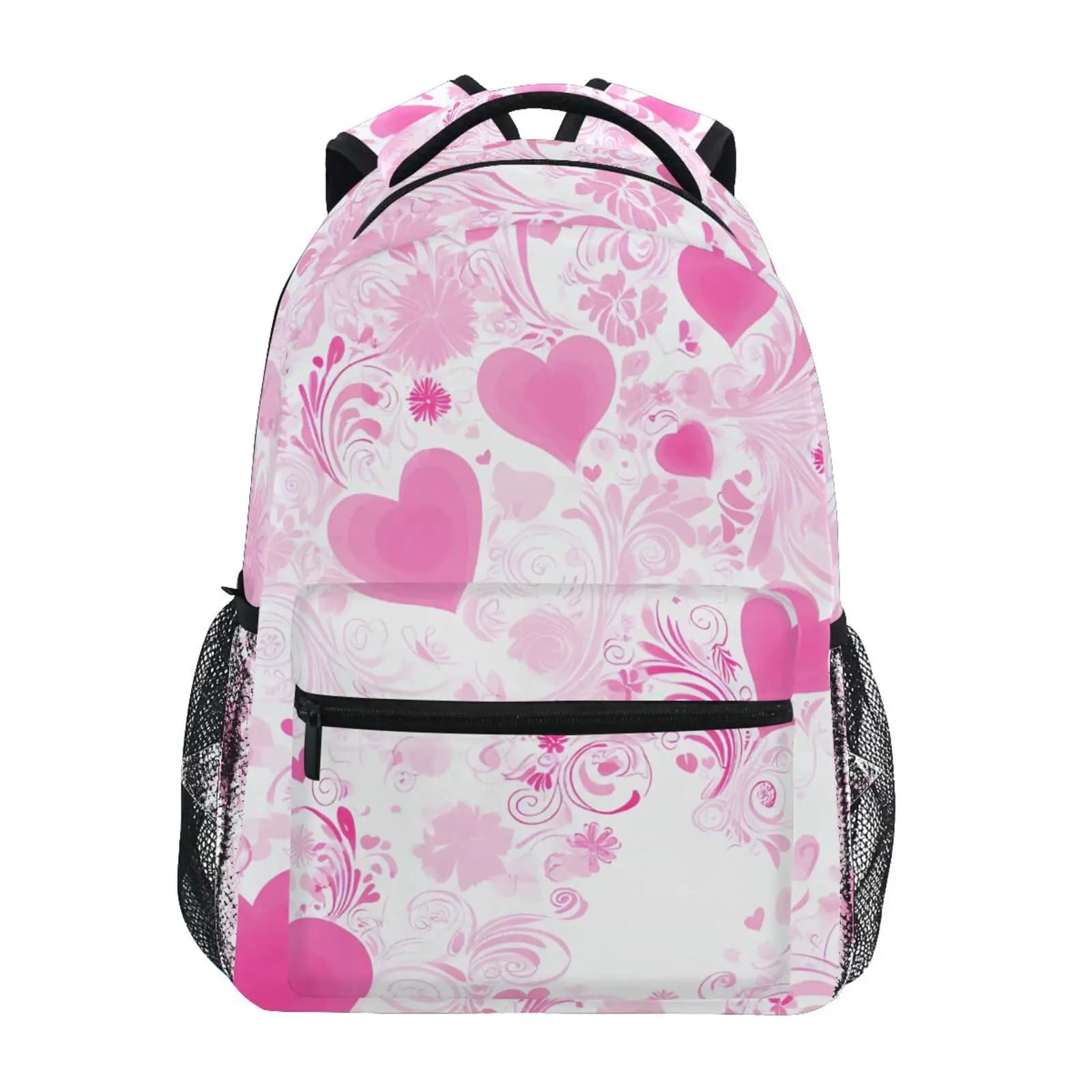 Borse da scuola con cuori rosa e turbinii Zaini per ragazze adolescenti Zaino per studenti Borse per libri scolastici per ragazze adolescenti