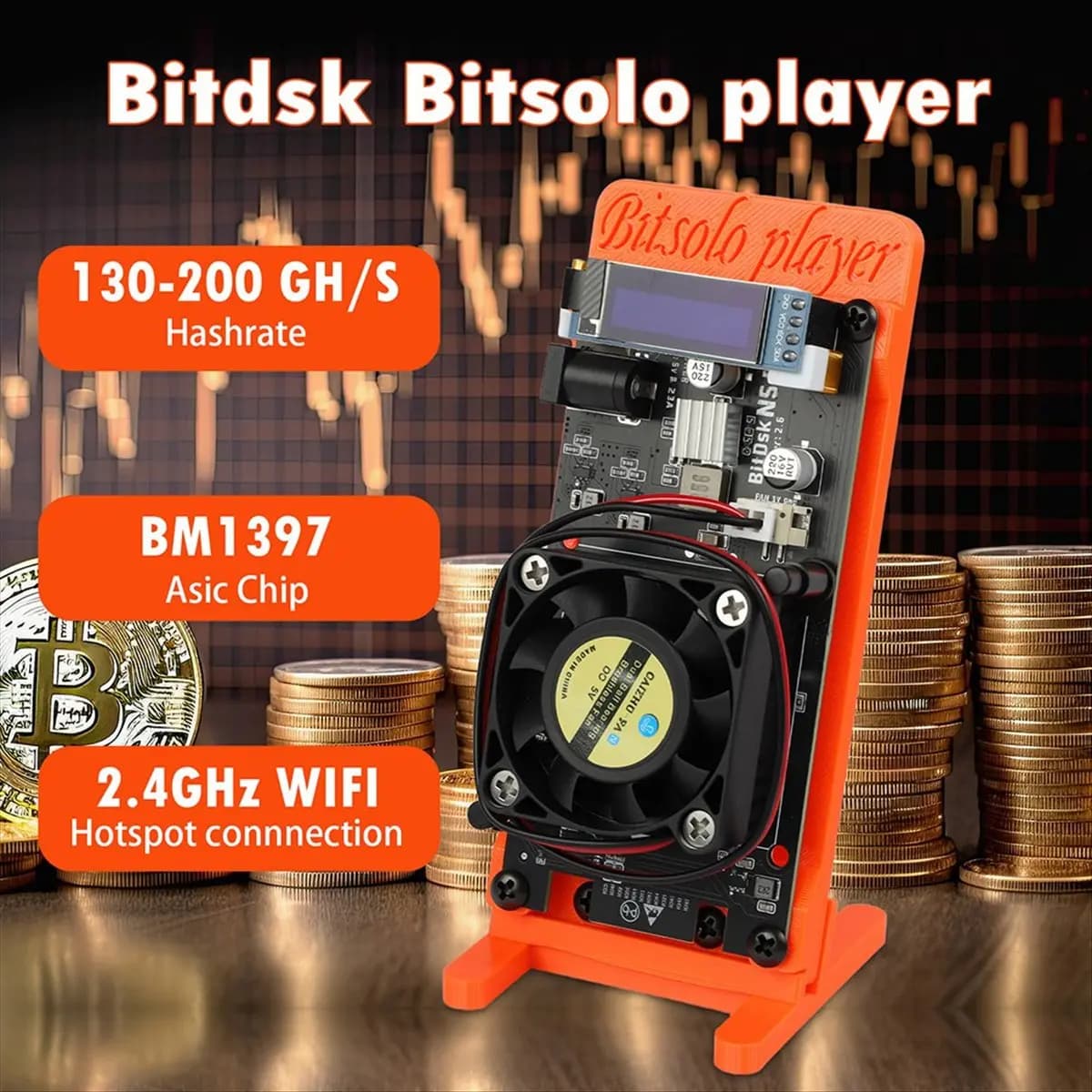 [VALUE PACK]Bitdsk Solo Miner 150Gh/S-200Gh/S Miner Home Mining BM1397 Asic Chip BTC Miners Cryptos Miner Mining Device EU Plug