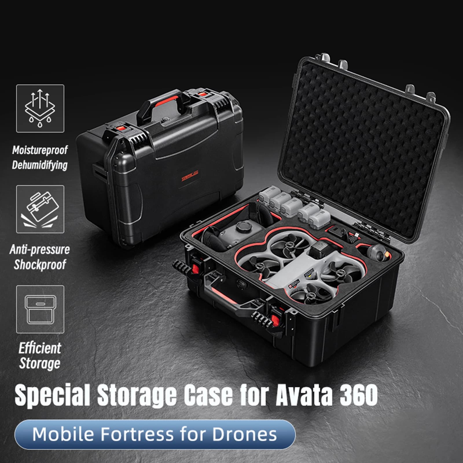 for Avata 360 Drone Accessories Protective Carrying Bag Waterproof Hard Case Hard Shell Storage Bag Shockproof & Drop-Resistant