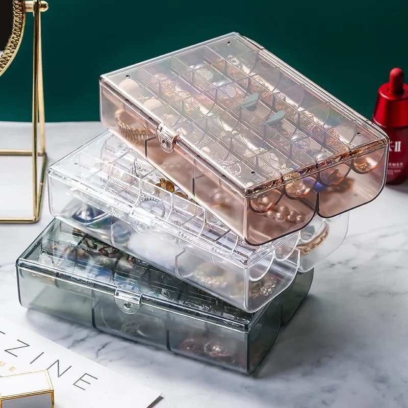 Partitioned Storage Jewelry Box - Double-Layer Luxury Ring and Earring Organizing Box - Dust-Proof Necklace JJ1594