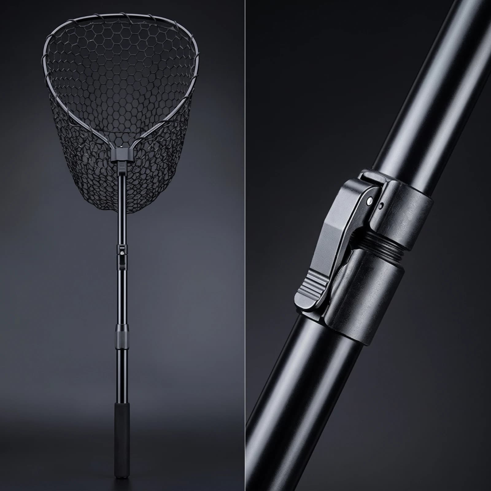 Folding Landing Net with Telescoping Handle Catch-Friendly Landing Net with Telescopic Handle Sturdy Compact for Anglers