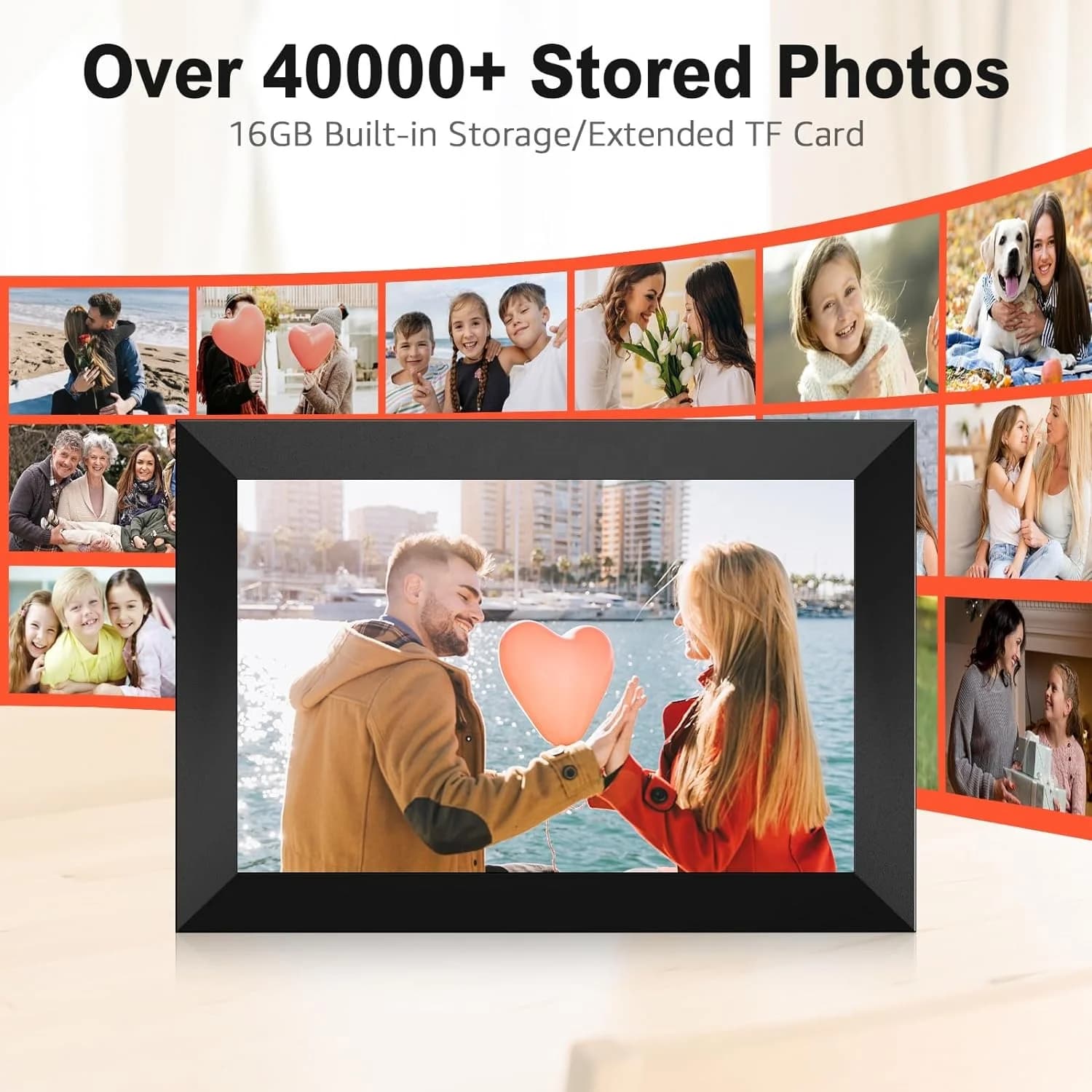 Digital Photo Frame 10 Inch WiFi, Wireless Digital Picture Frame with HD IPS Touch Screen 32G Storage, Share Photo Video Via APP