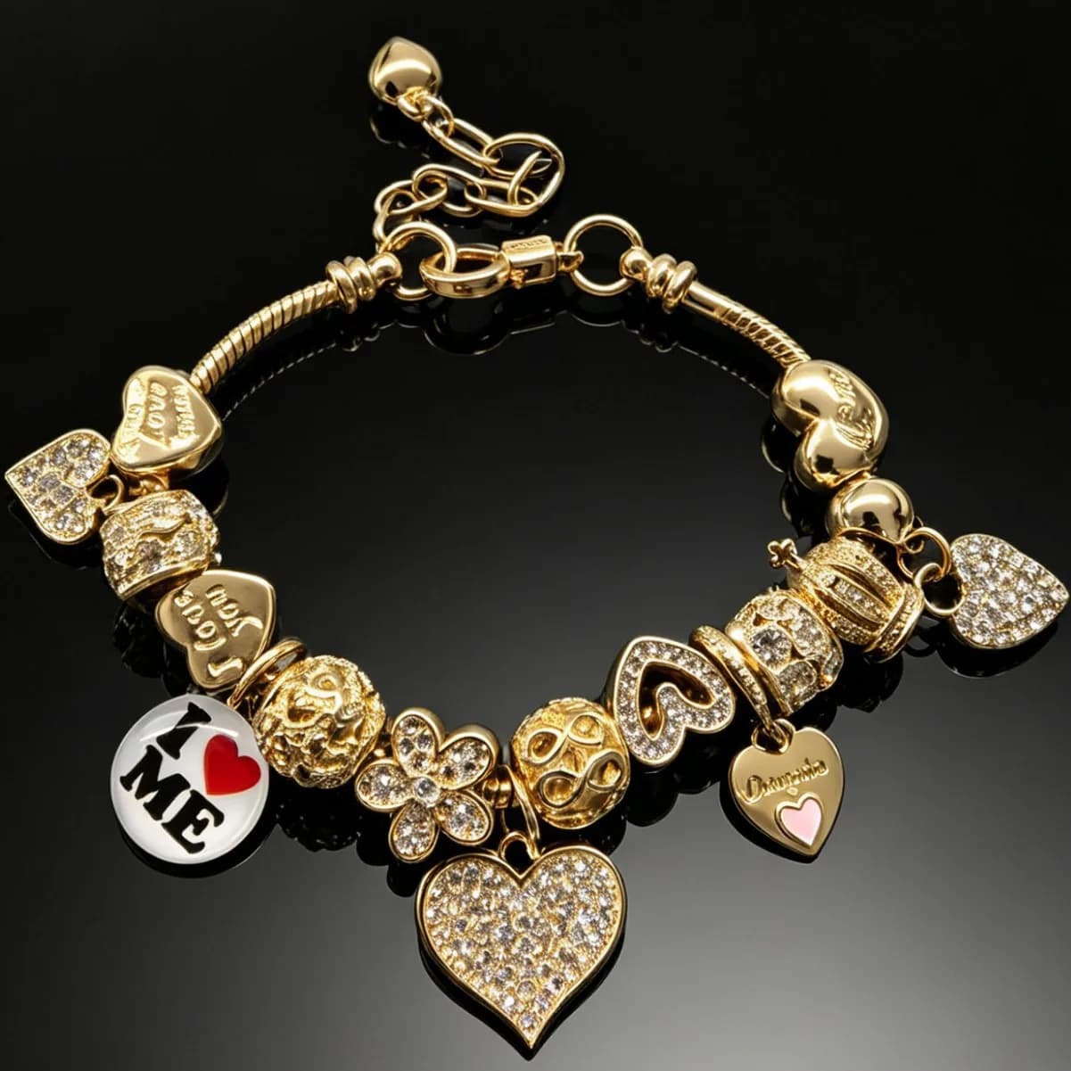 Bracelet DIY Explosive Bracelet Sparkling Rhinestone Love Crown Pendant Fashion Jewelry