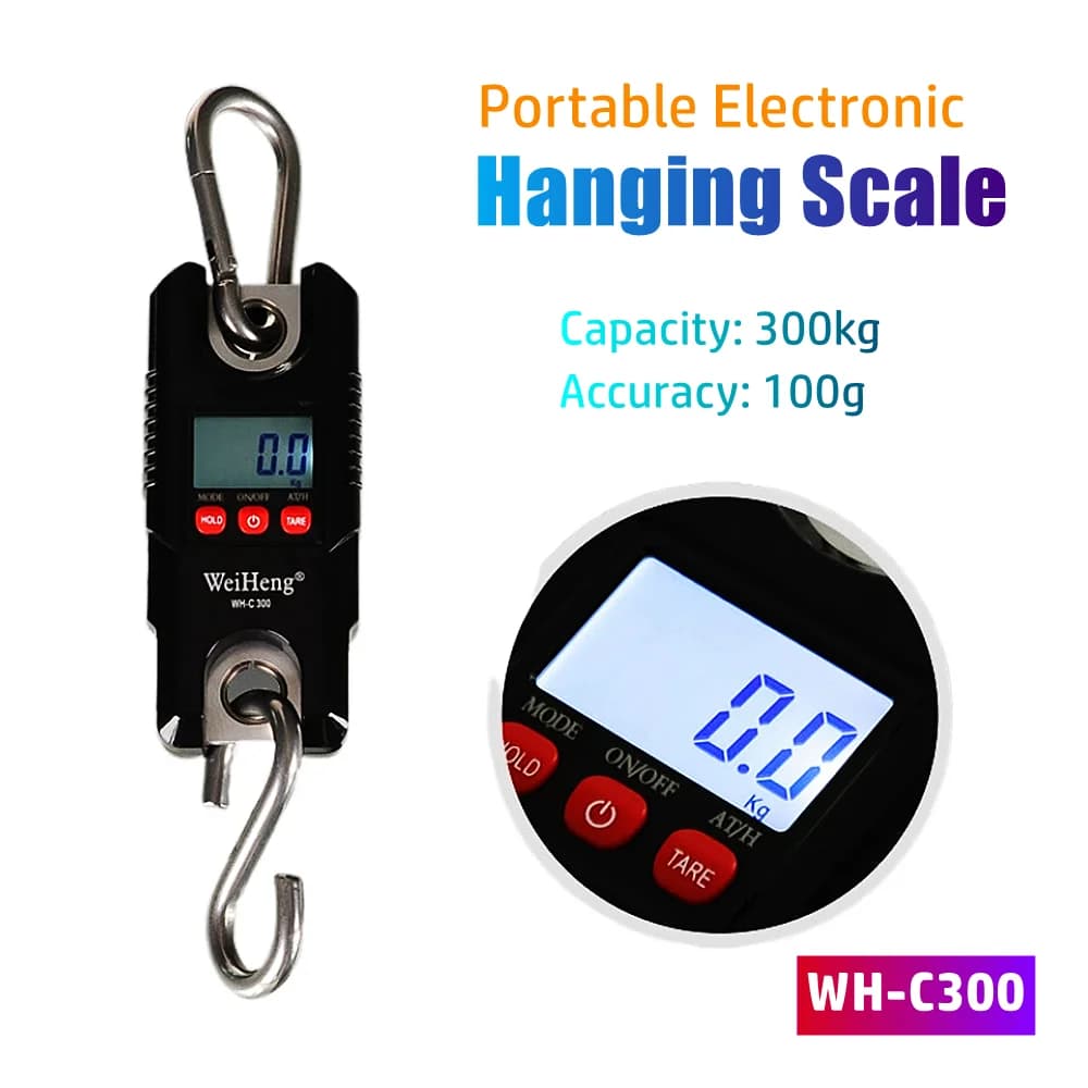 Nuovo professionale digitale WH-C300 portatile elettronico Mini scala retroilluminazione gancio LCD misuratore di scala a sospensione di precisione ad alta precisione