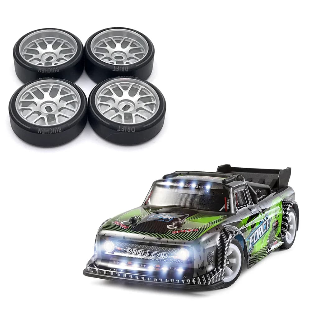 A3#(Upgraded) 1425F 4Pcs Metal Wheel Rim Hard Plastic Drift Tire Tyres for 284131 K969 K989 P929 Mini-Z 1/28 RC Car Upgrades Par