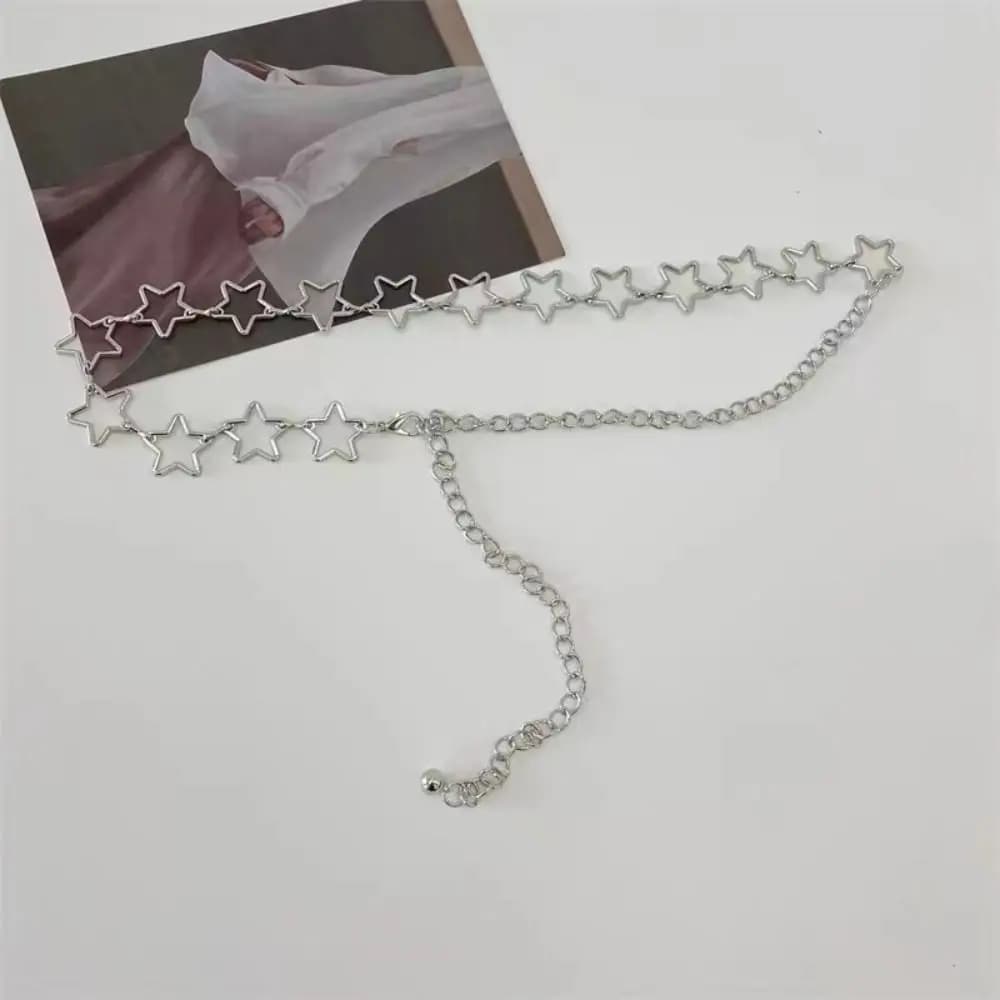 Punk Style Metal Waist Belts Retro Decorative Hollow Out Stars Dress Waist Chain Clothing Accessories Chain Belt