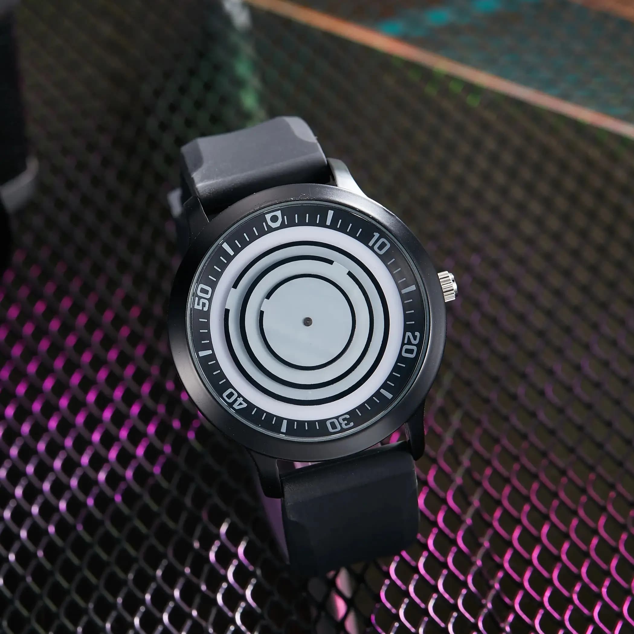 New Creative Men's Watch Without Lancette, Accactivating Circular Design, Waterproof, Quartz, With Silicone Strap, Casual Sports Wrist Watch, Reloj Hombre