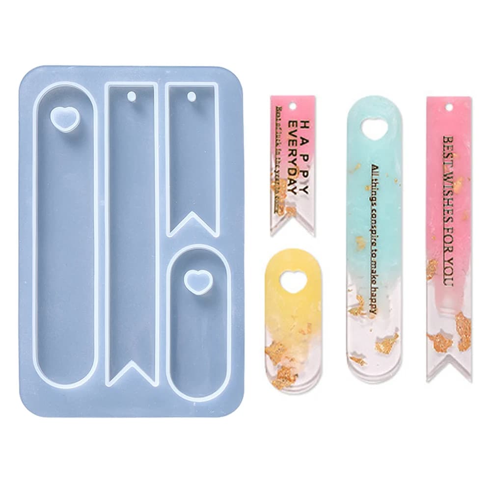 Mirror Oval Triangle Tail Bookmark Silicone Mold Tag Bookmark Epoxy Resin Casting Mold DIY Epoxy Resin Handicraft Making Tool