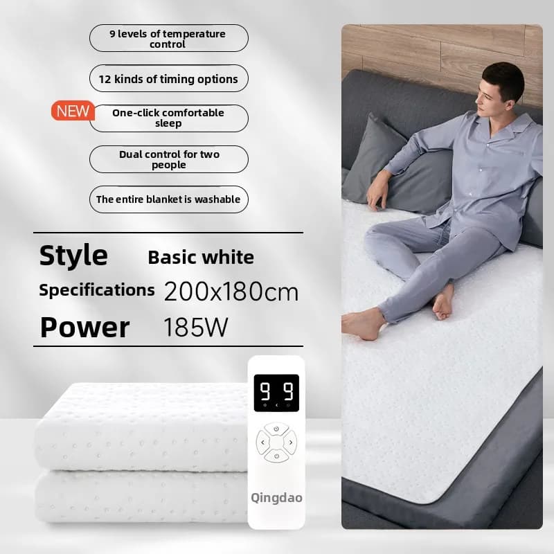 Electric Blanket Heated Throw Dual Control Queen King Twin Sherpa Fleece Fast Heating Auto Shutoff USB Machine Washable Low EMF