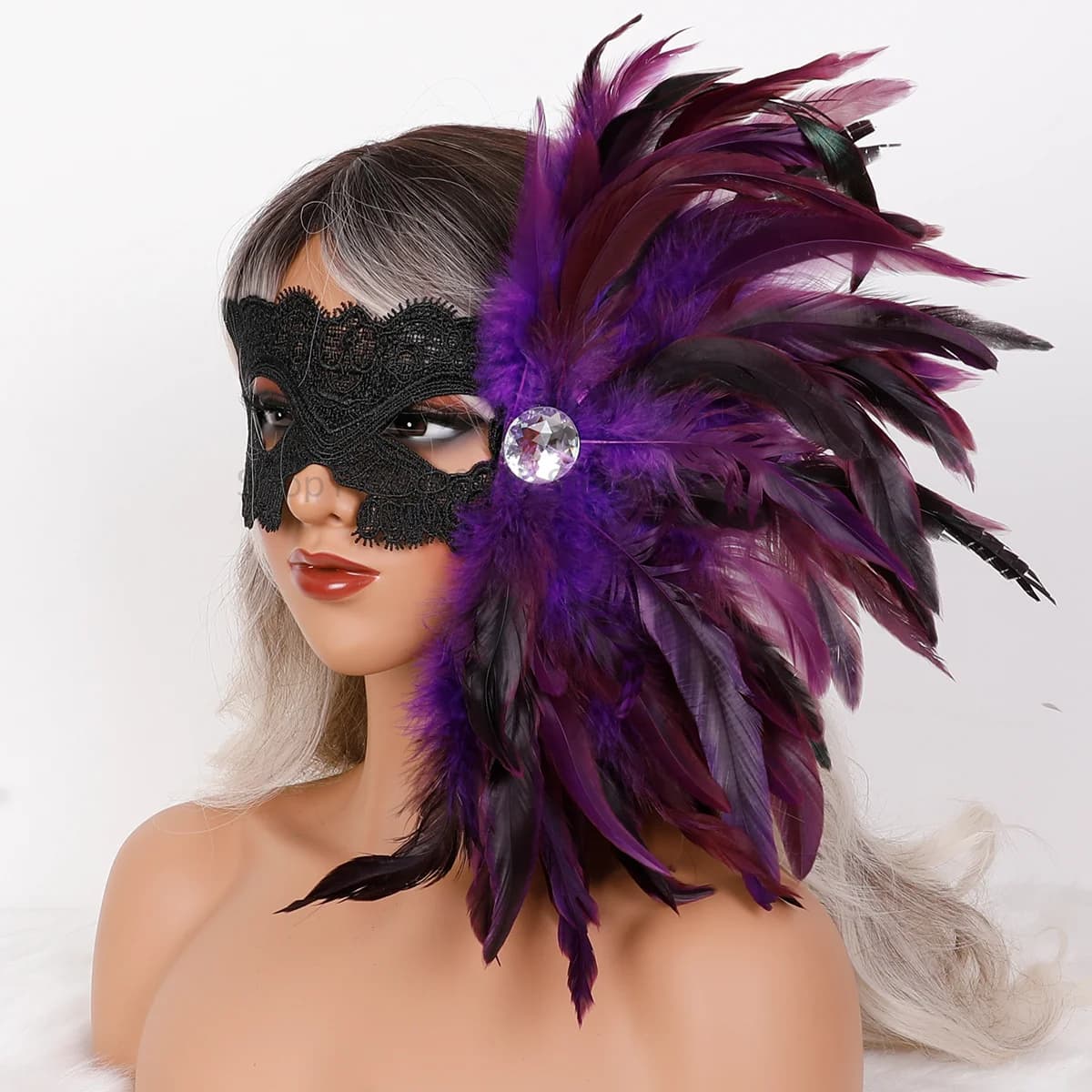 Carnevale gotico piuma mezza faccia performance palla da ballo occhio maschera di pizzo costume da festa accessori di stili multipli