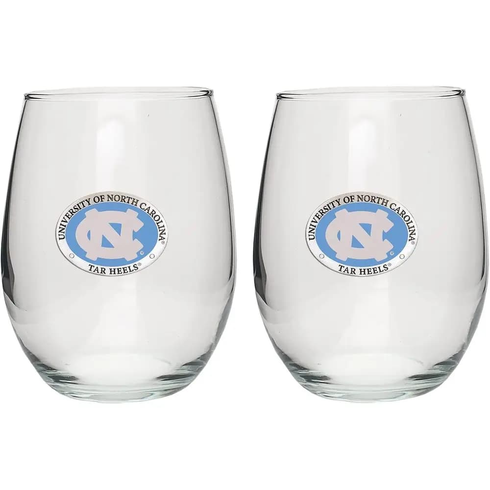 Calici in Vetro Senza Stelo della Carolina del Nord - Set di 2 | Bicchieri da Vino da 15 oz | Peltro Lavorato Artigianalmente