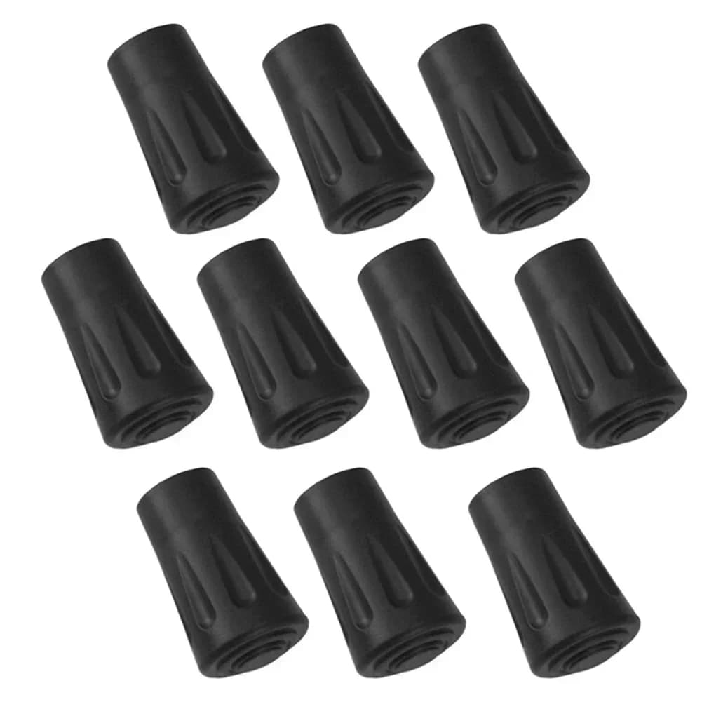10 pieces of black rubber guards for trek sticks, anti-slip and waterproof hiking stick covers, outdoor safety equipment.