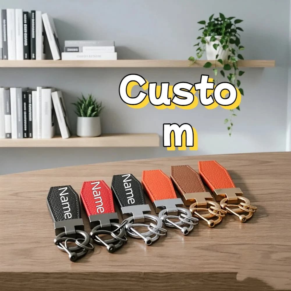 Portachiavi in Metallo Inciso al Laser, Creativo Ciondolo da Appendere in Vita, Regalo per Coppie, Anello Portachiavi in Pelle, Stile Minimalista