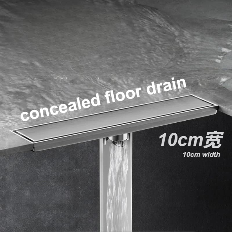 Tile Insertable Concealed Shower Floor Drain 304 Stainless Steel 100mm Wide Anti-Odor Rustproof