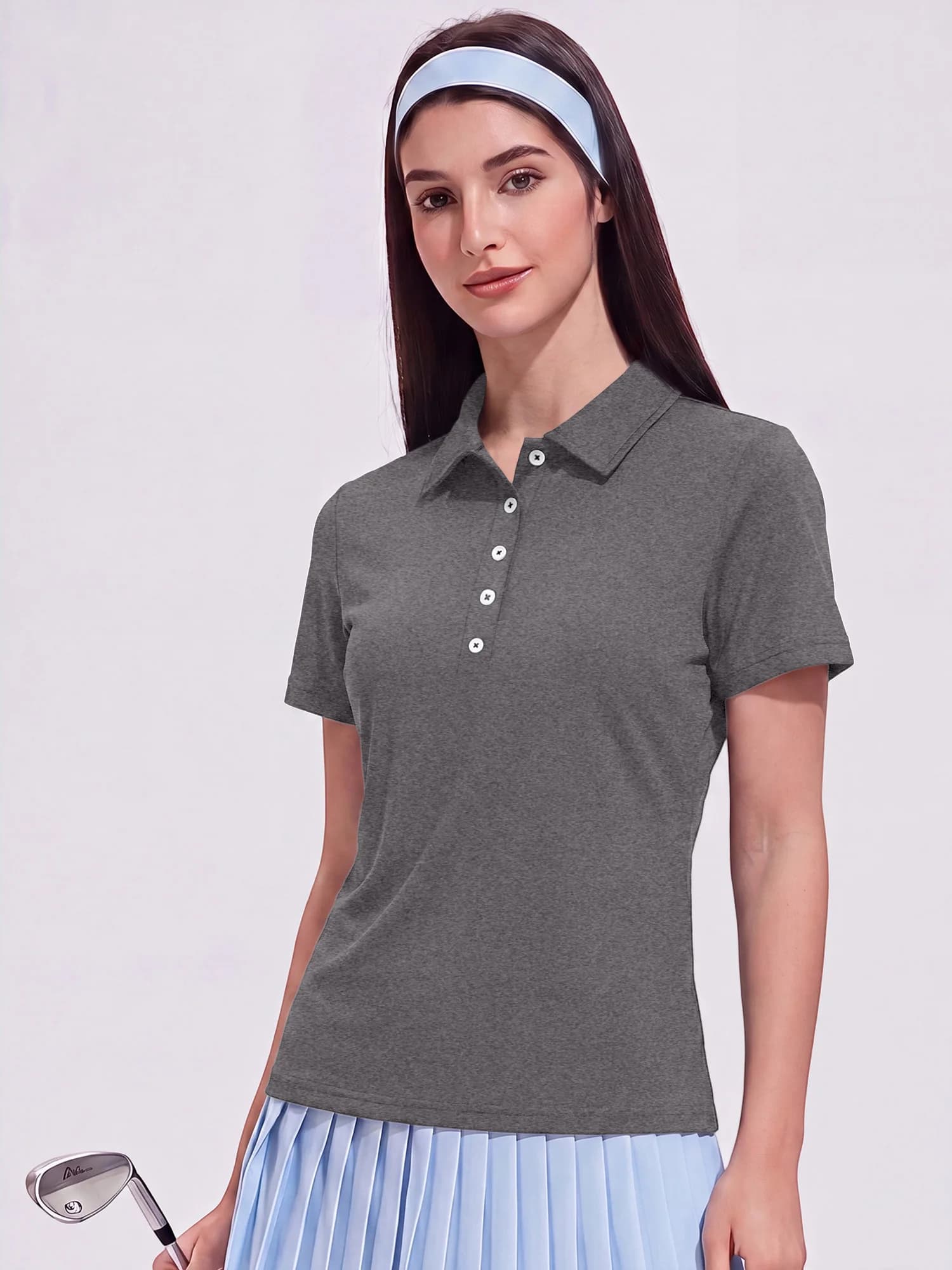 2026 Sport‑Preppy Women Lapel Polo T‑Shirt Solid Half‑Button Short Sleeve Slim Soft Tees Golf Summer Female Tops