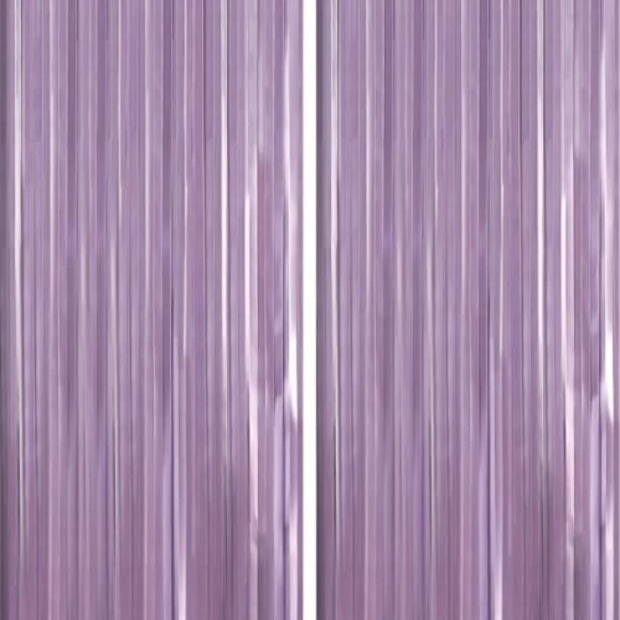 Streamers Tinsel Backdrop 8.2FT Metallic Lavender Foil Fringe Streamer Curtains Photo Booth Backdrop for Halloween Baby Shower