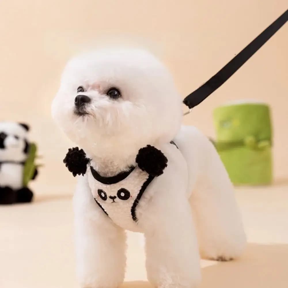 Set Pettorina e Guinzaglio per Cani in Velluto di Agnello, Regolabile, Stile Gilet, con Corda per Passeggio, Design Cartone Animato, Caldo, Set Pettorina per Animali Domestici