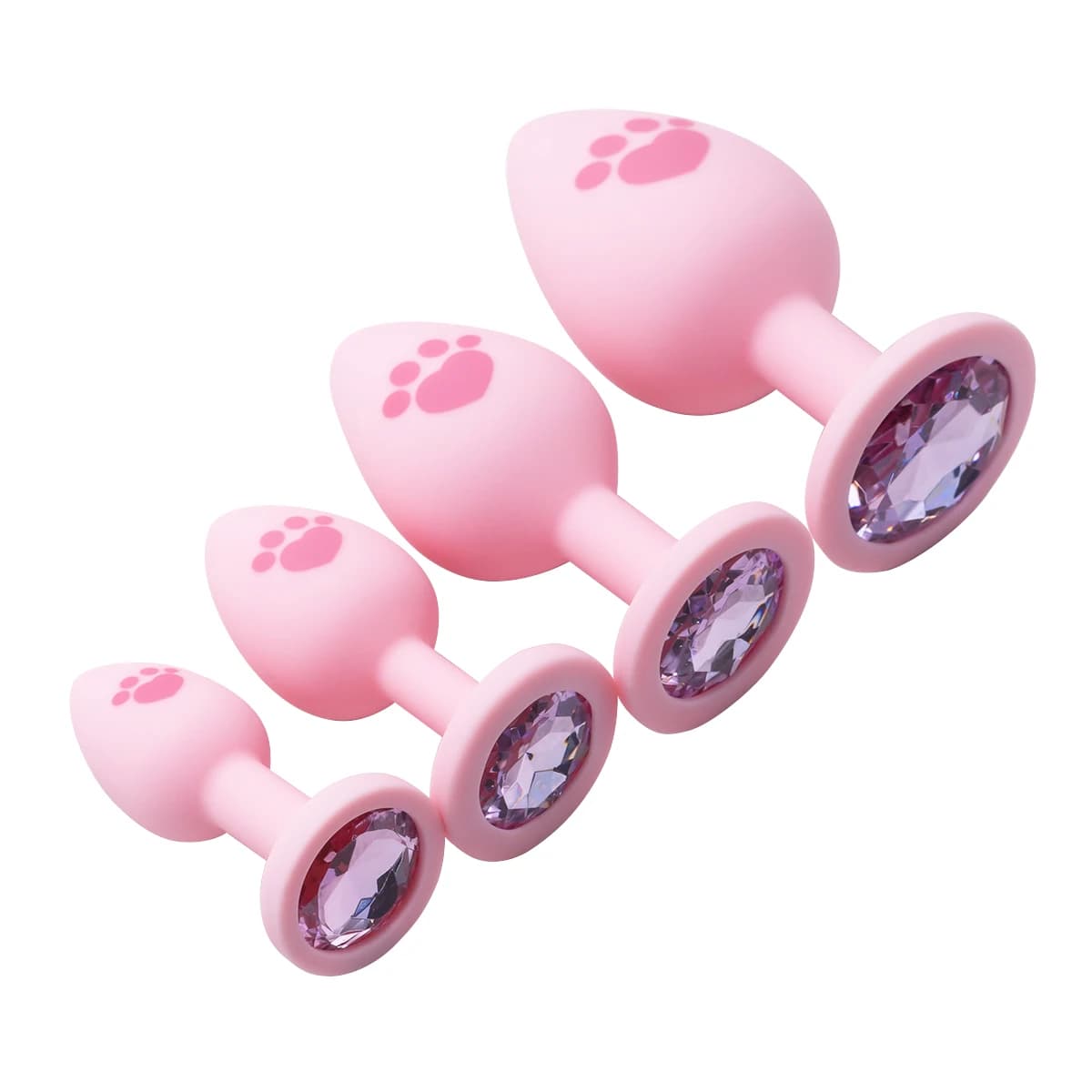 Plug anale in silicone rosa per donna 4 dimensioni modello zampa di gatto superficie liscia butt plug base di cristallo giocattoli del sesso per donna dildo anale