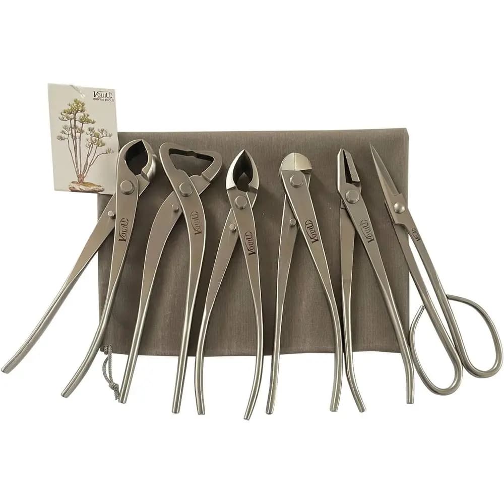 Kit Essenziale 6 Utensili per Bonsai: Forbici per Nodi, Forbici per Tronchi, Forbici Concave, Tronchesi, Pinze, Forbici da Giardino