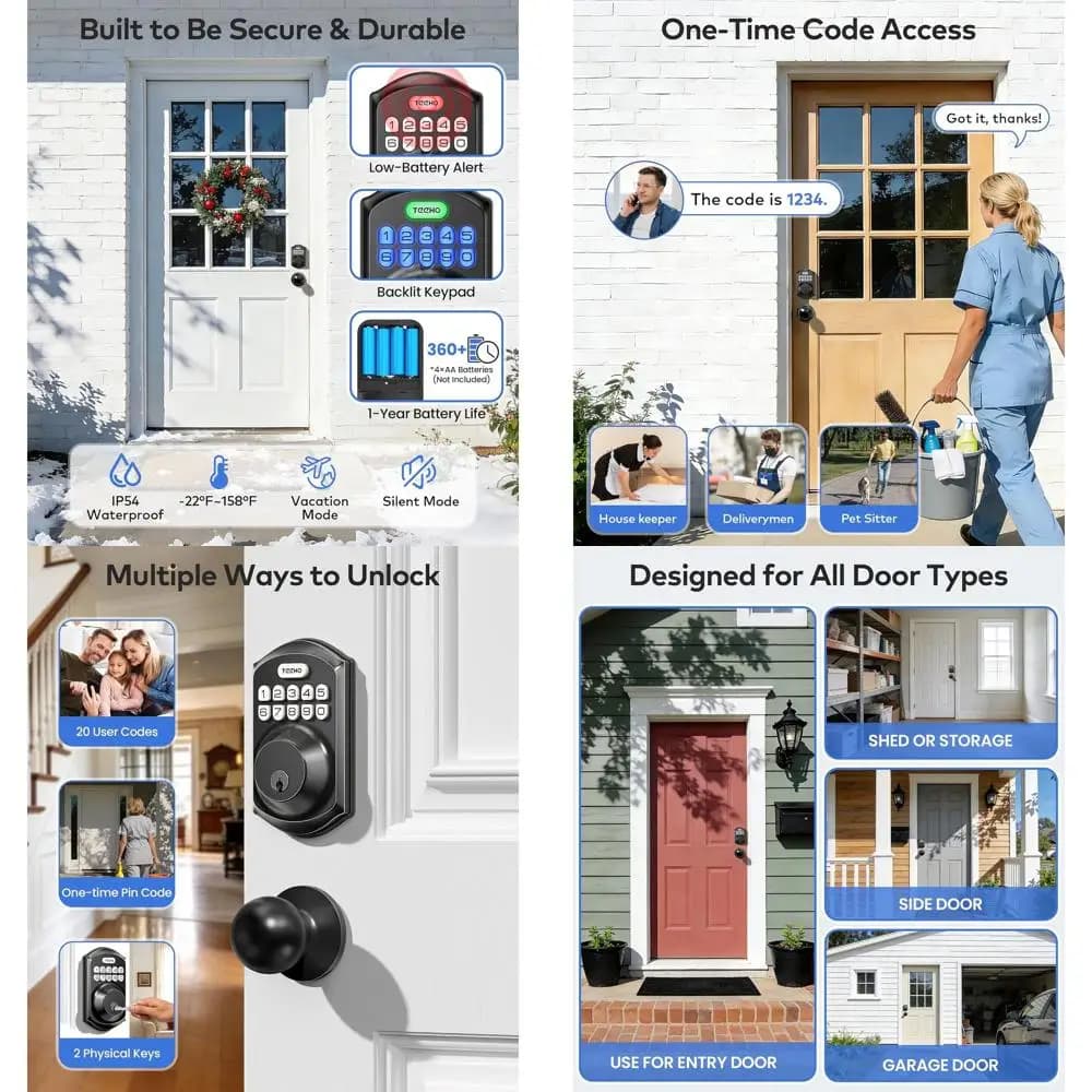 Serratura per Porta Senza Chiave con Maniglia, Serratura Elettronica con Tastierino, Set Maniglia per Porta d'Ingresso ad Alta Sicurezza per Casa e Appartamenti, Intelligente