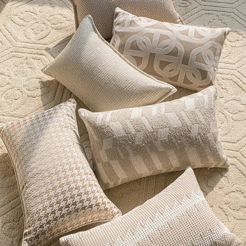Fodera per cuscino jacquard crema francese 30x50 cm Fodere per cuscini ricamate con texture d'avena decorative per divano Home Hotel Soggiorno