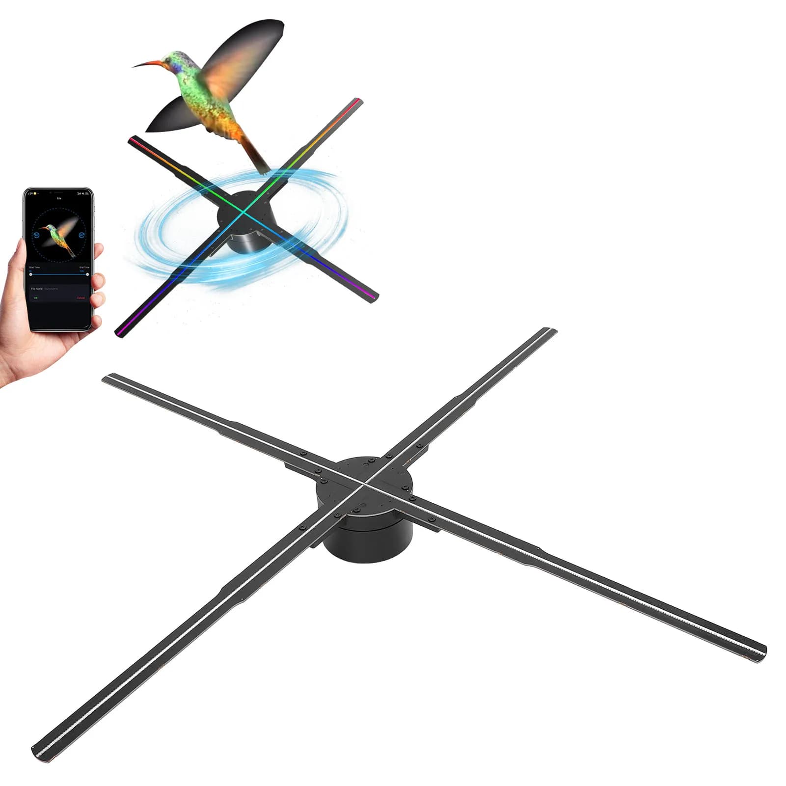 NUOVO Proiettore Olografico 3D da 26 Pollici 2000x1536 con Telecomando, Proiezione Wireless dello Schermo, 768 LED, per Android e Windows