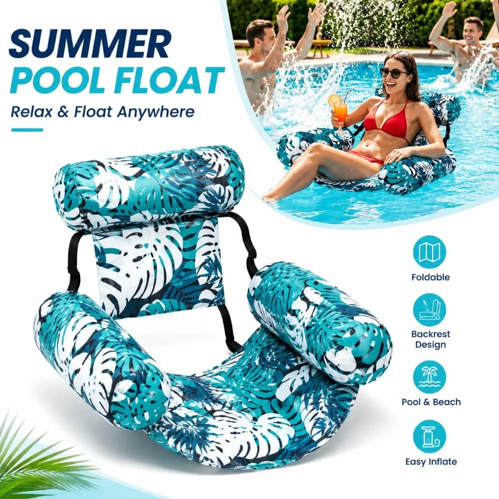 Heavy Duty Blow Up Pool Chair Inflatable Lounge Seat for Adults Lake Beach Backyard Party Outdoor Furniture Accessory Summer