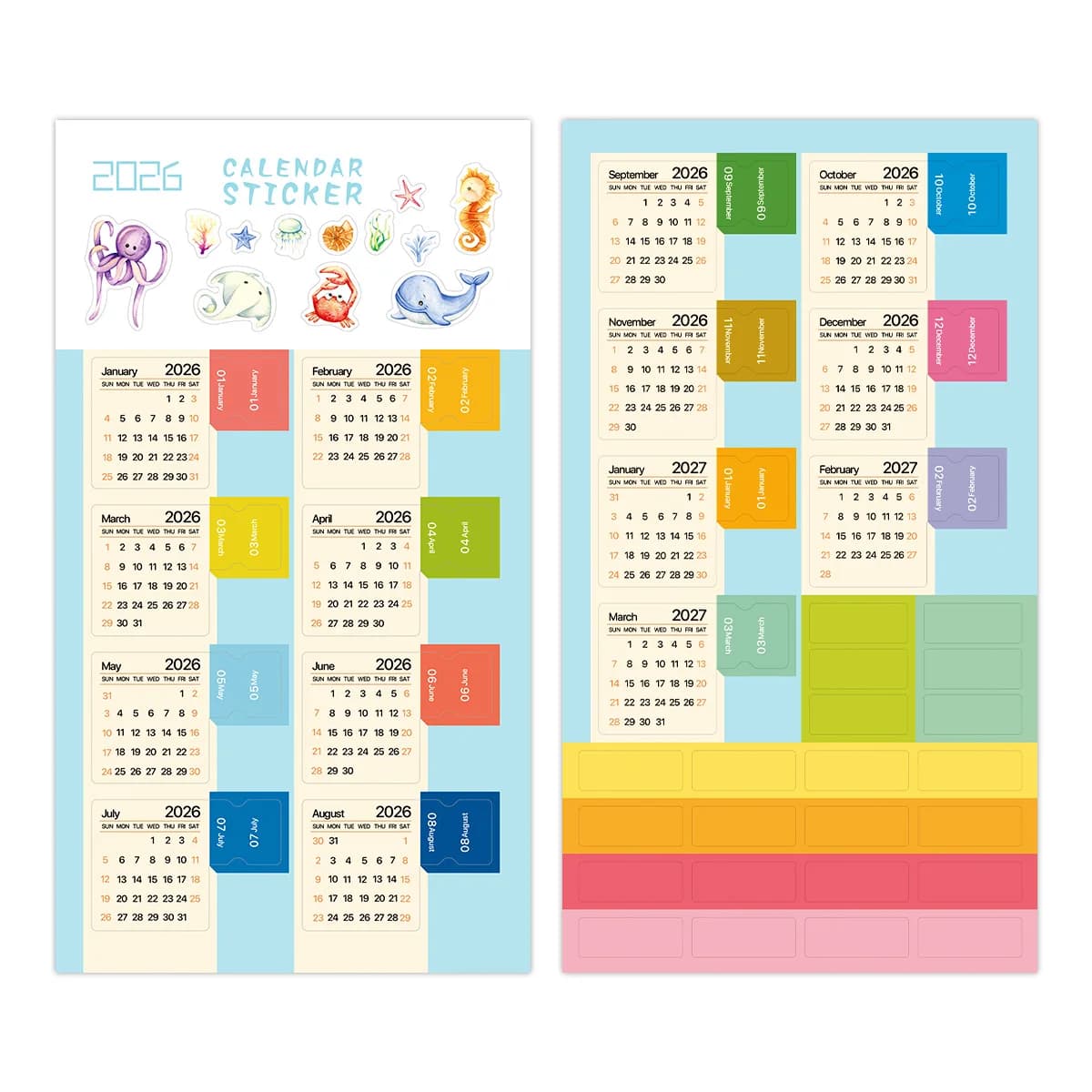 Adesivi per pianificatore mensile Schede divisorie adesive mensili Adesivi per notebook Adesivi decorativi per calendario per regali diari