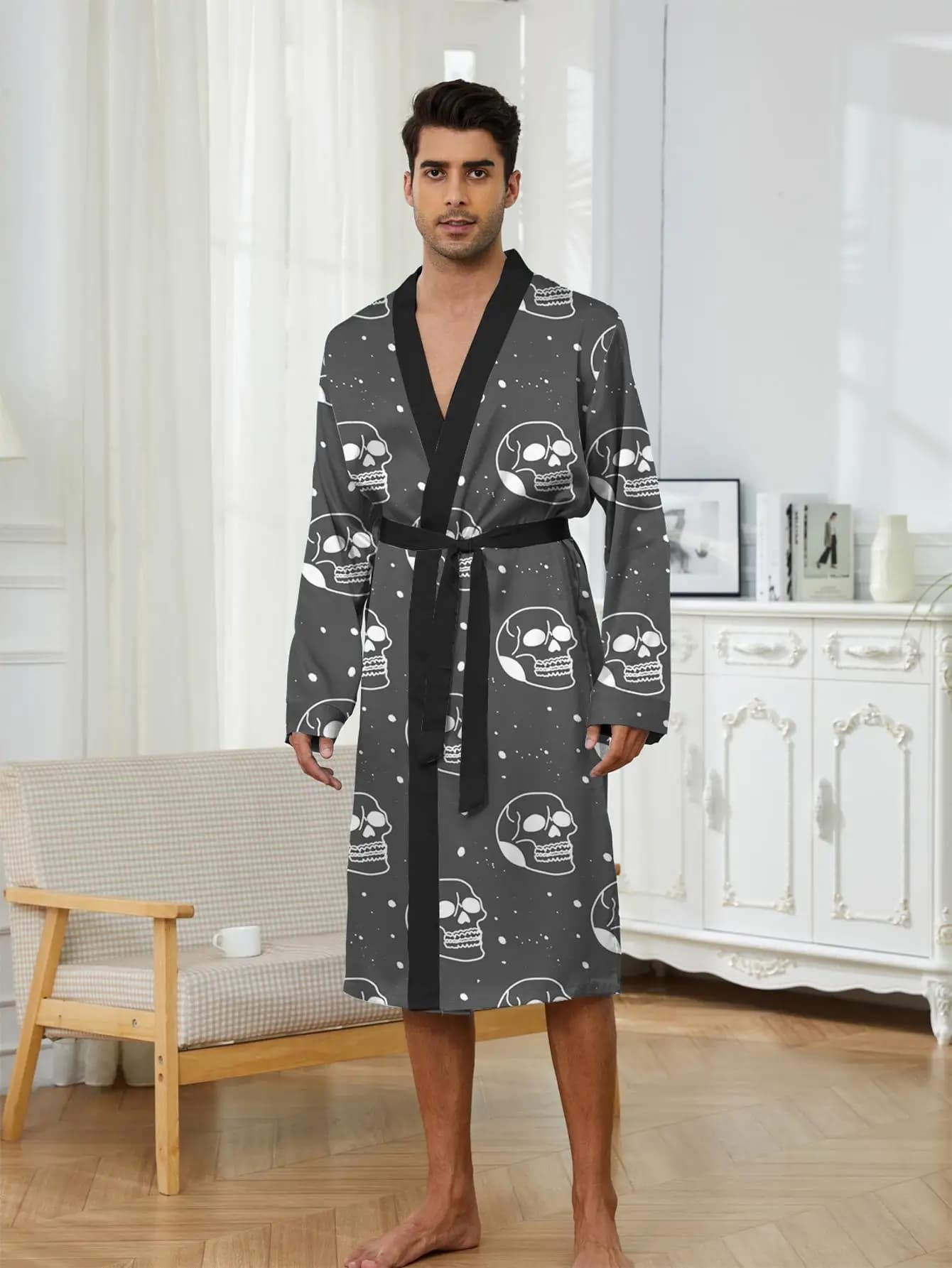 1pcs Men's Robes 2026 Spring/Summer Graphic Bathrobe sleepwear Breathable Robe man Shower robe Men's bathrobe 3D Printed