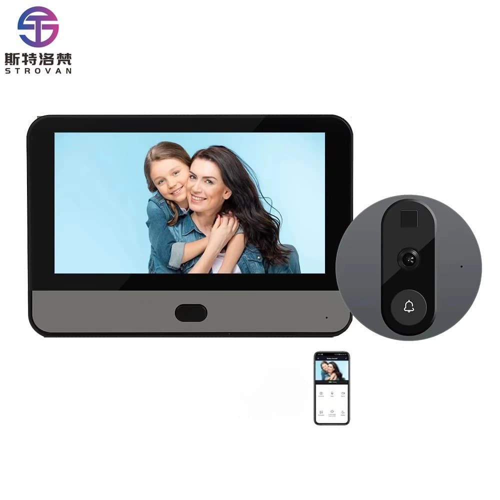Spioncino 1080P WiFi Spioncino per porta Visione notturna Smart Video Campanello Rilevamento PIR Controllo APP