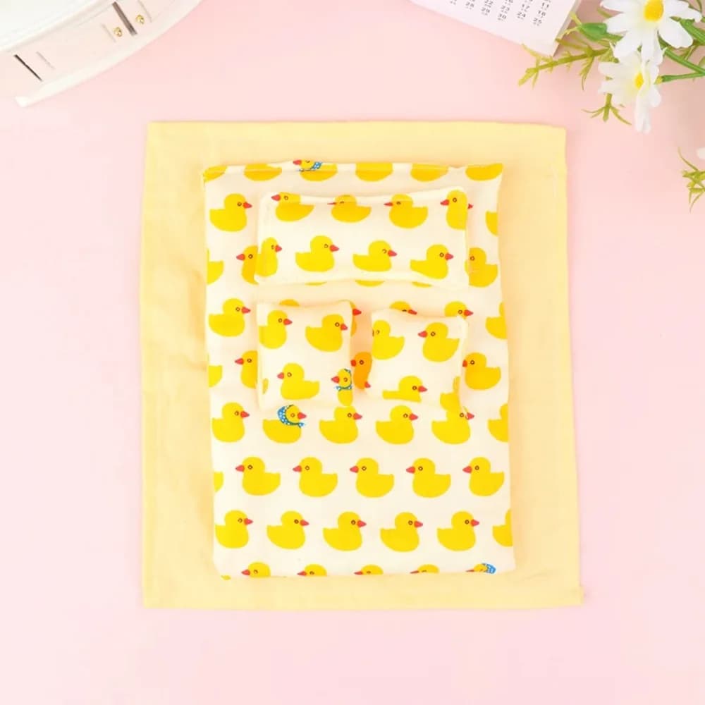 Set of Five Pieces for Doll House: Covered, Sheets, Miniature Bearing Scale 1:12, Bed linen 20cm