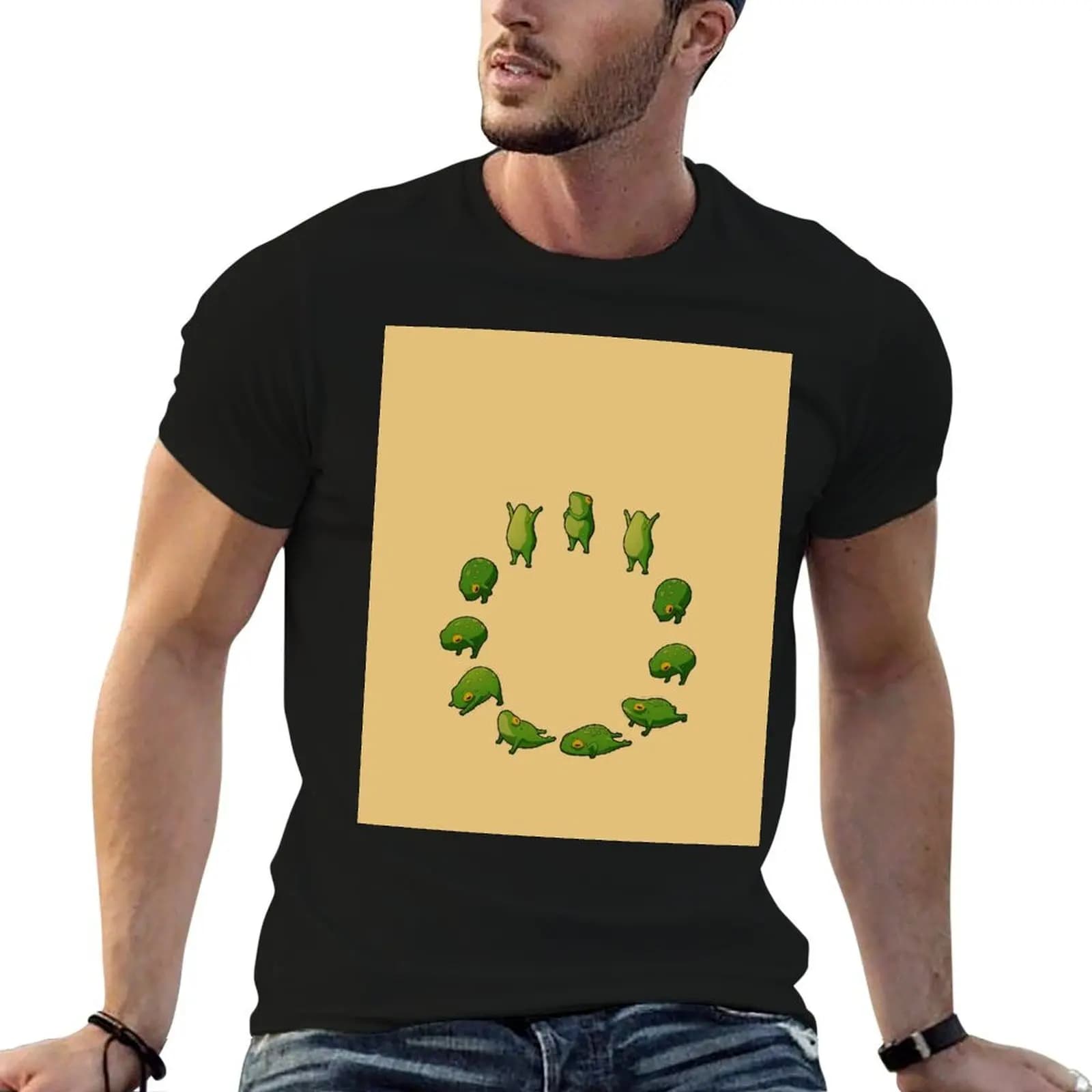 T-shirt Yoga Frog Sun Salutation (senza freccia) maglietta essenziale magliette da uomo maglietta slim fit da uomo