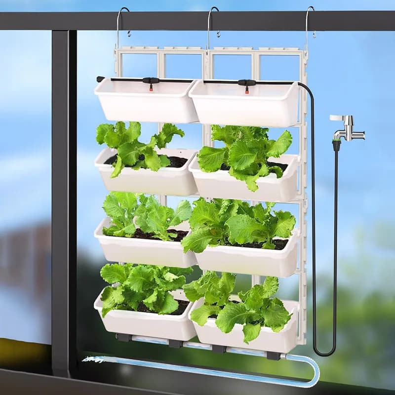 Plastic Flower Pot Self Watering Hanging Planters Pot Large Outdoor Garden Decoration Pots Veranda Home Flowerpot Hanger