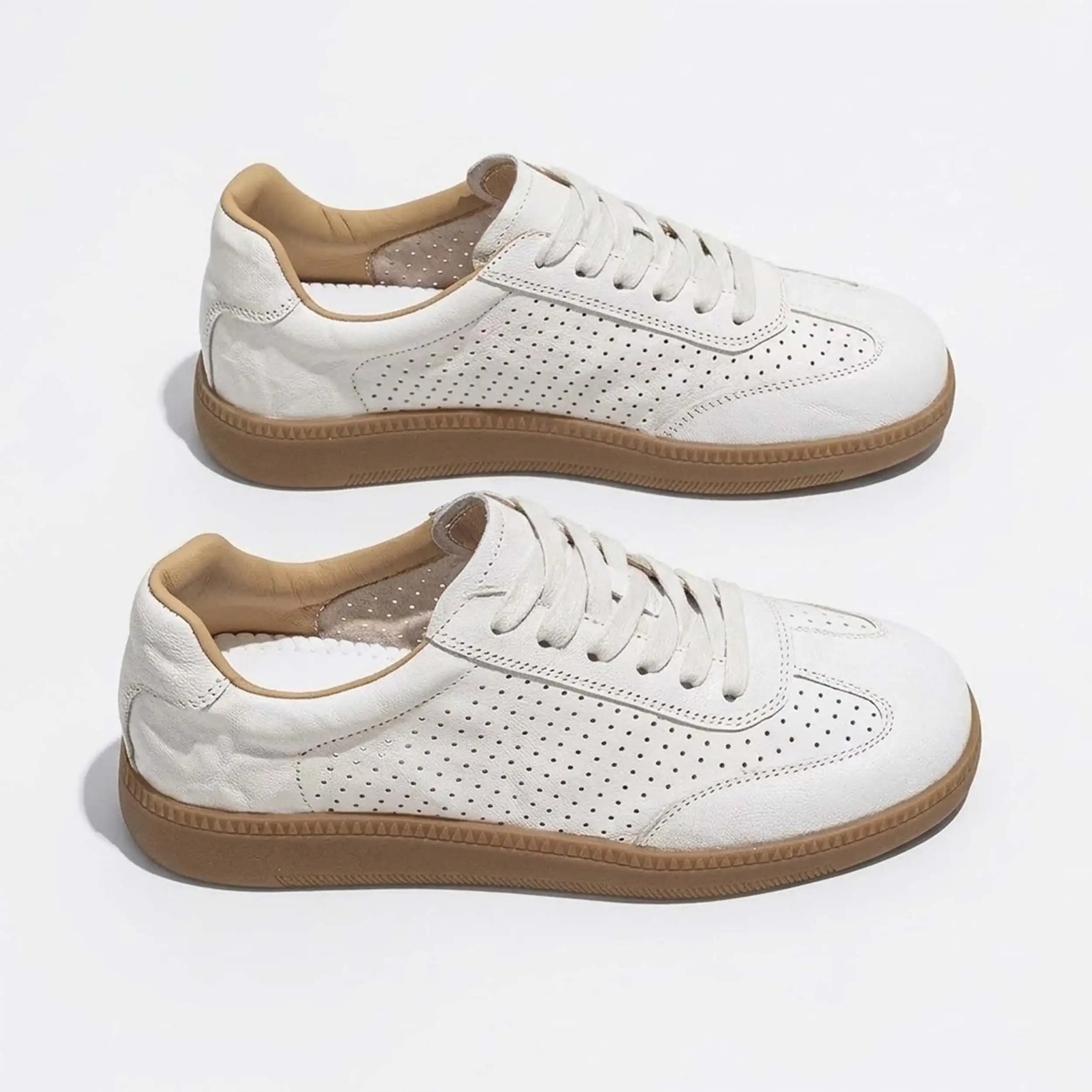 2026 Sheepskin Round Toe Thick Bottom Spring Autumn Shoes White Sneakers Platform Casual Breathable Brand Women Vulcanized Shoes