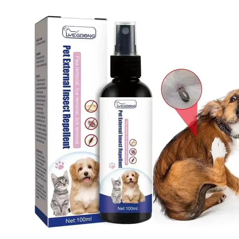 Spray repellente per pulci e zecche per animali domestici, antiparassitario lenitivo e sicuro, spray repellente per insetti per cani e gatti, prodotti per la cura degli animali domestici