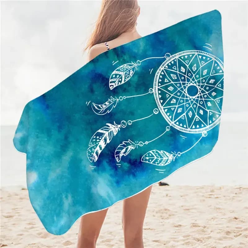 Dreamcatcher Bath Towel Towel Microfiber Watercolor Beach Towel Rectangle Bikini Cover-Up Mat,Sand Proof Absorbent Quick Dry