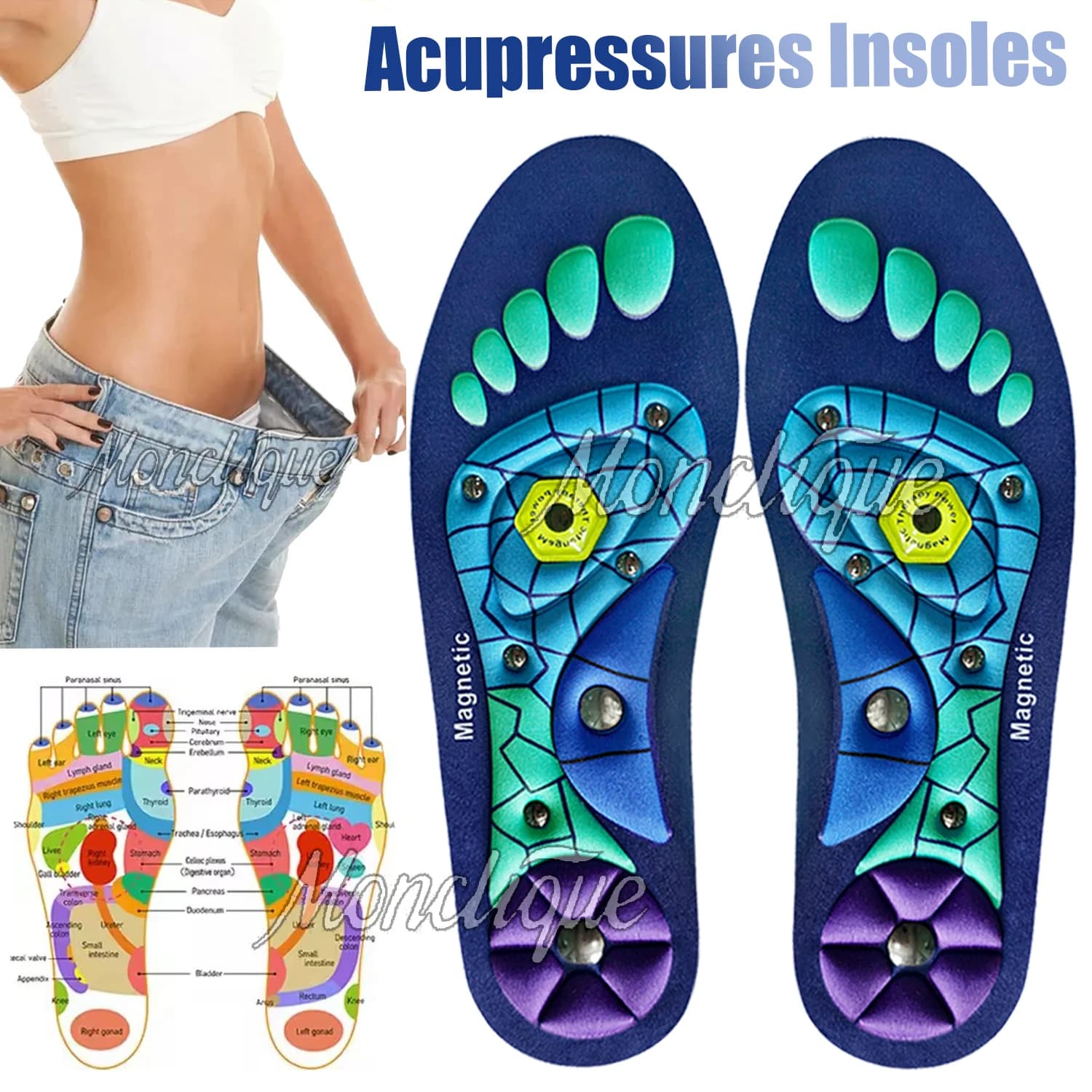 Solette magnetiche per scarpe sportive Inserti per scarpe ortopediche Massaggio ai piedi in EVA Solette comode per supporto per arco plantare per uomo Donna Fitness