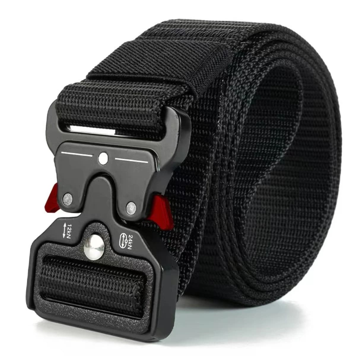 Cintura tattica con orecchie rosse con fibbia in plastica, cintura militare multifunzionale da uomo, cintura in tela, cintura da allenamento in finto nylon per esterni