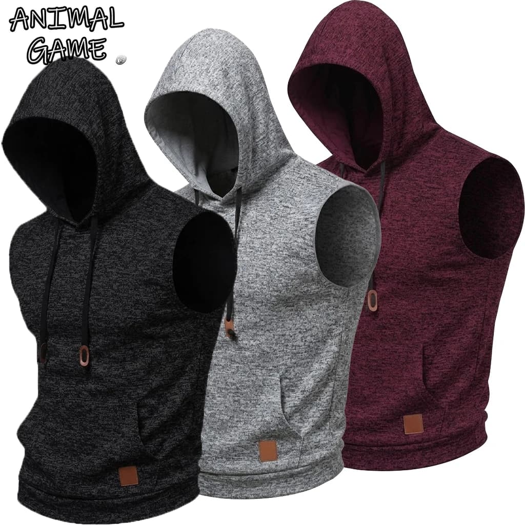 Nuova Felpa Senza Maniche da Uomo, Leggera con Cappuccio, Gilet Sportivo, Abbigliamento di Lusso, Canotta per Fitness