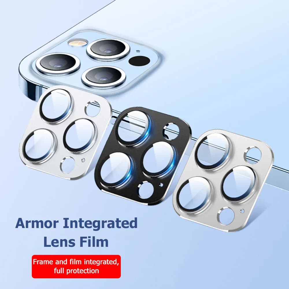 Metal Armor Camera Lens Protector For iPhone 17 16 Pro Max 13 11 12 14 15 Plus Mini 17 Air Tempered Glass Cover Camera Protector